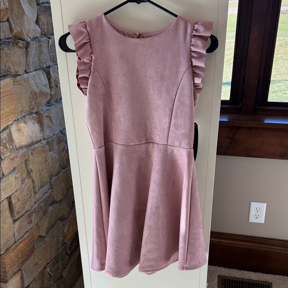 Pink Ruffle Sleeve Kids Dress